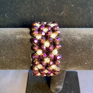 Stretch Bracelet with Purple and Clear Beads